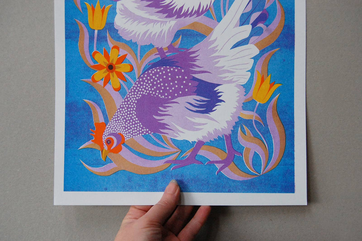 Hens - A3 Risograph Print by Printer Johnson