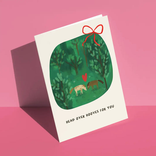 Head Over Hooves- Horses in Love Greeting Card