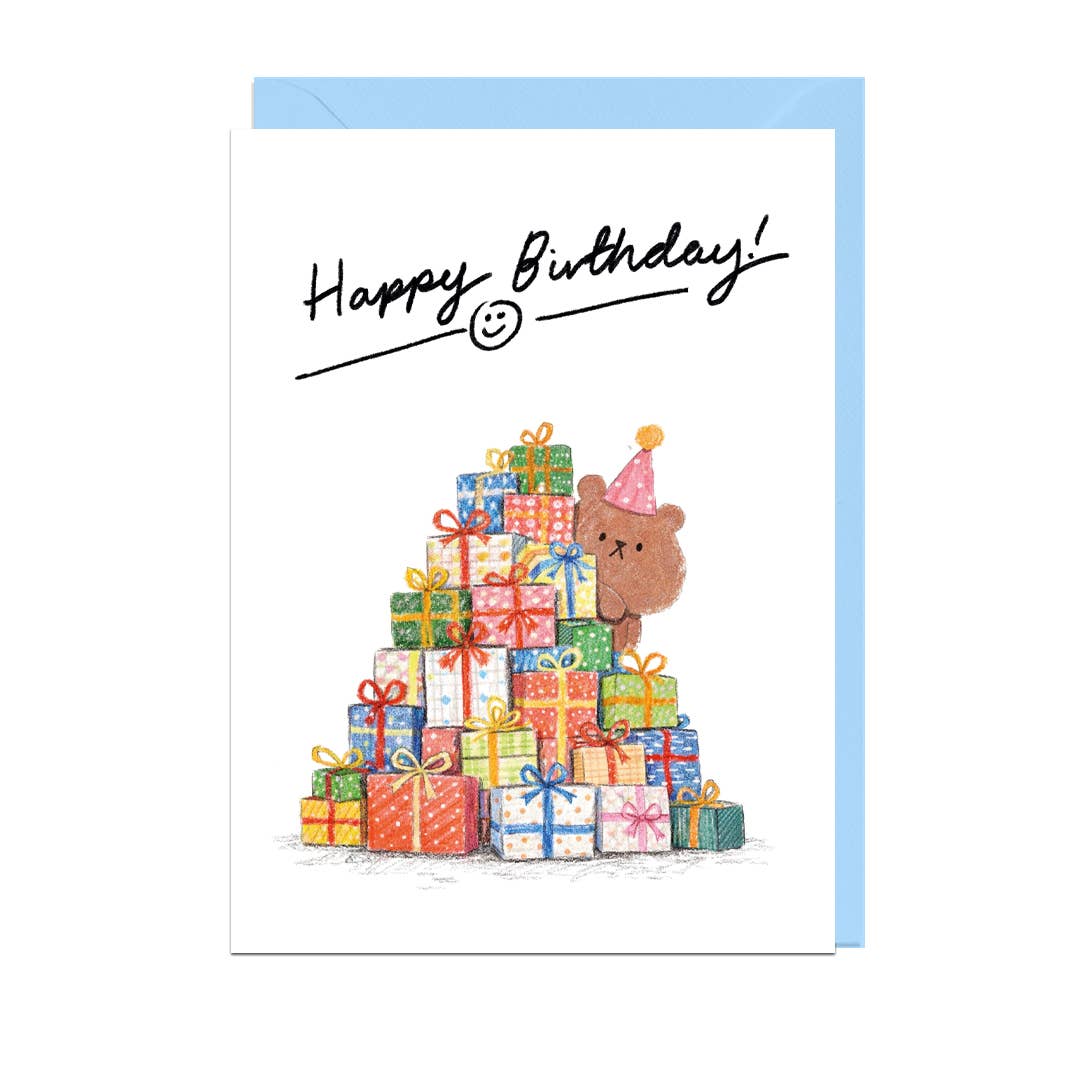 Happy Birthday Bear Presents Greeting Card