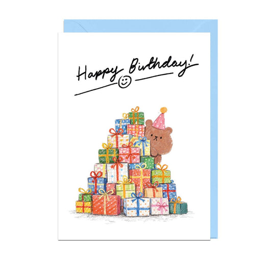 Happy Birthday Bear Presents Greeting Card