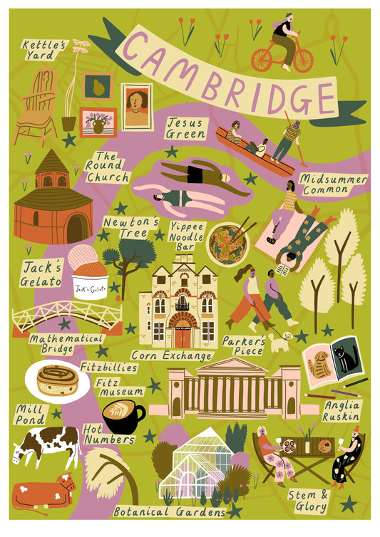 Cambridge Illustrated Map Print
