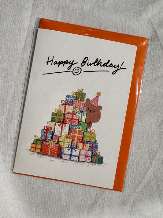 Happy Birthday Bear Presents Greeting Card