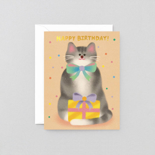 Cat & Bow Tie Birthday Greeting Card
