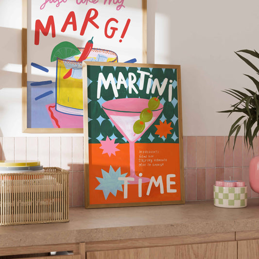 Martini Cocktail Colourful Art Print | Cocktail Recipe