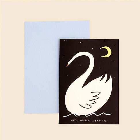 Delicate Swan Sympathy Card by Little Black Cat