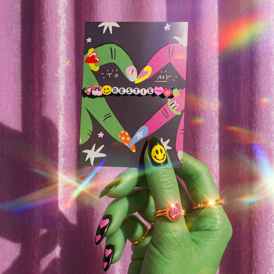 BESTIE WITCH, BESTIE BRACELET, PINK ENVELOPE Card