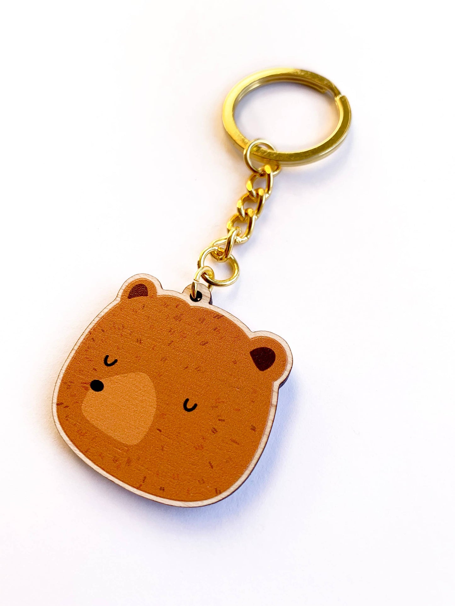 Brown Bear Wooden Key Ring