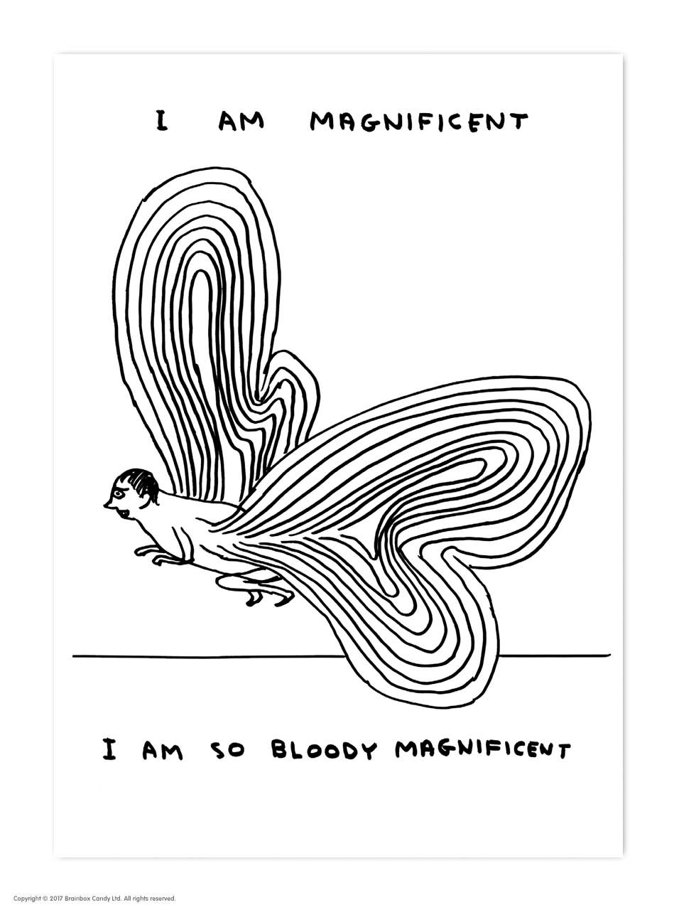 I Am Magnificent - A6 Art Postcard By David Shrigley