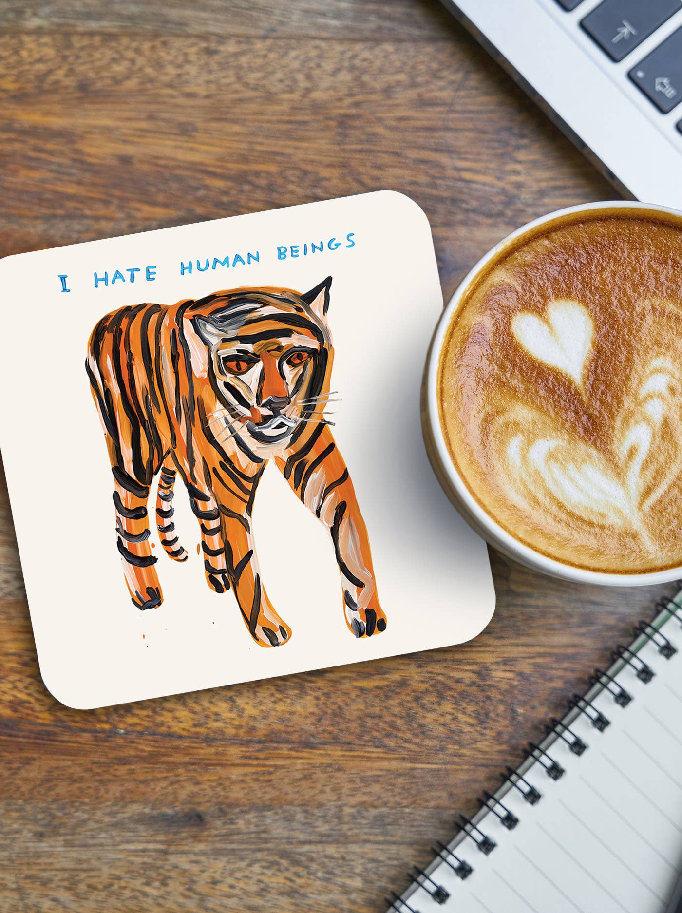 I Hate Humans Tiger Coaster by David Shrigley