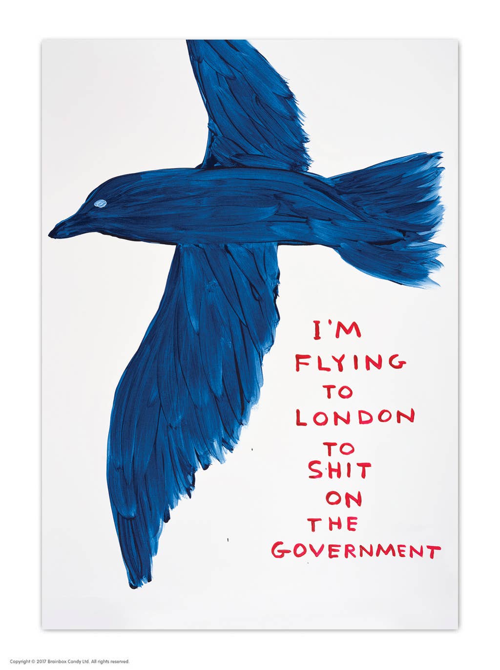 Blue Bird Shit On Government - A6 Art Postcard By David Shrigley