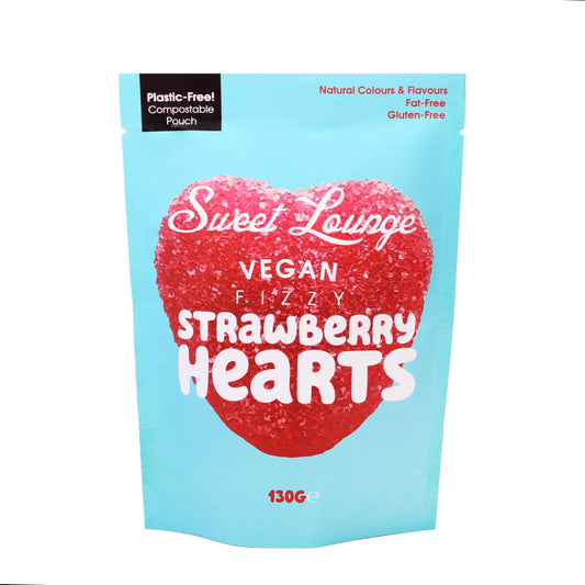 Vegan Fizzy Strawberry Hearts (Plastic-free)