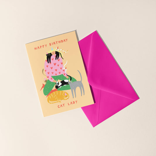 Happy Birthday Cat lady Greeting Card
