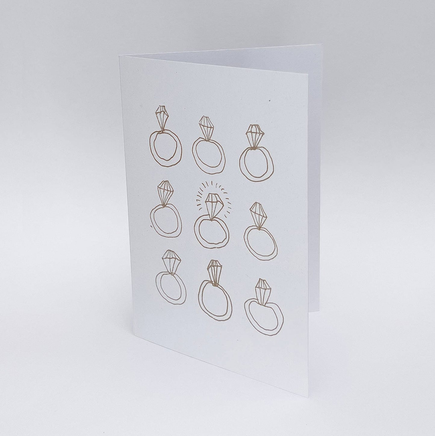 Engagement Ring Illustrated Risograph Card | Gold Ink