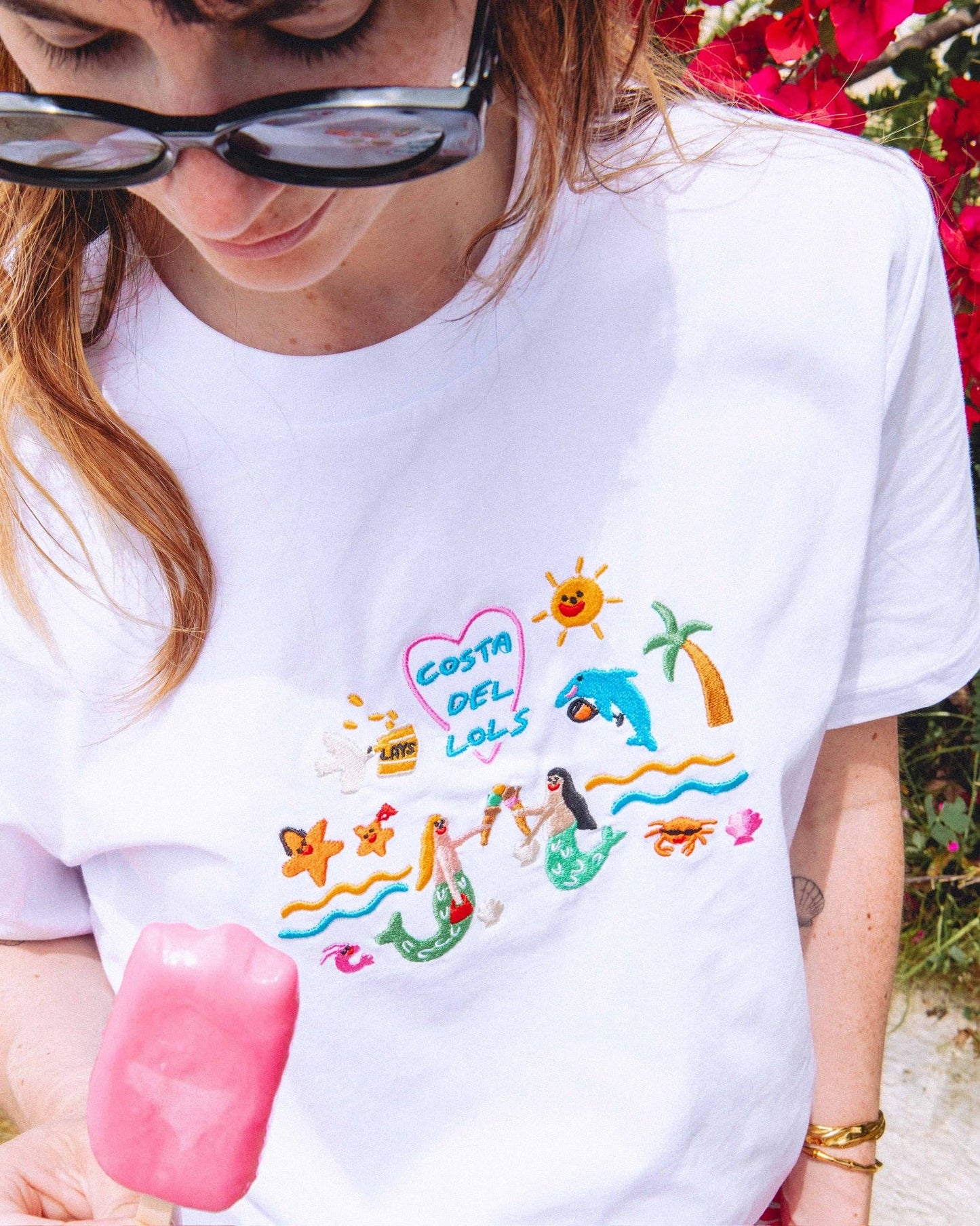Costa Del Lols Embroidered Organic T-Shirt