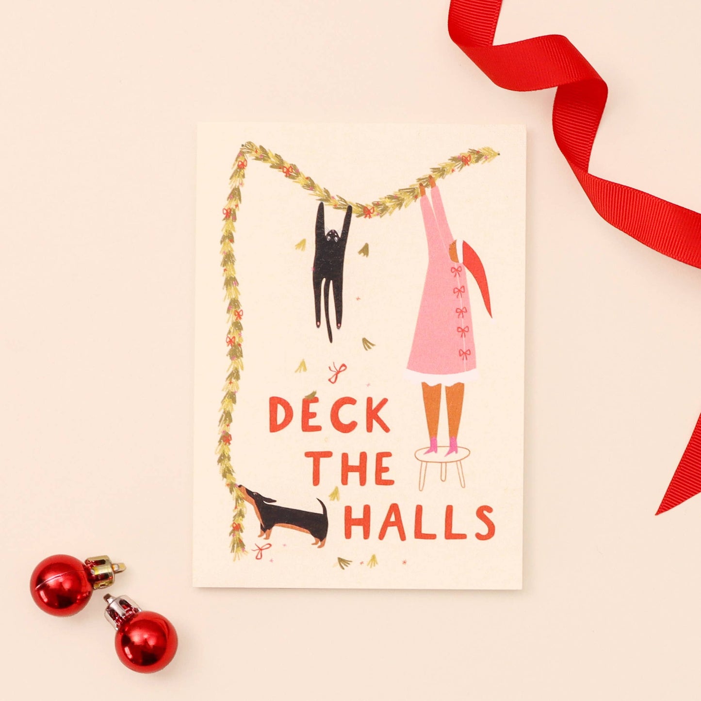 Deck The Halls Christmas Card | Cat Card | Dog Card | Funny
