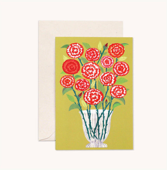 A Dozen Red Roses on Yellow, Valentines Card.