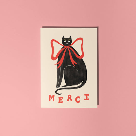 Merci Black Cat Greeting Card