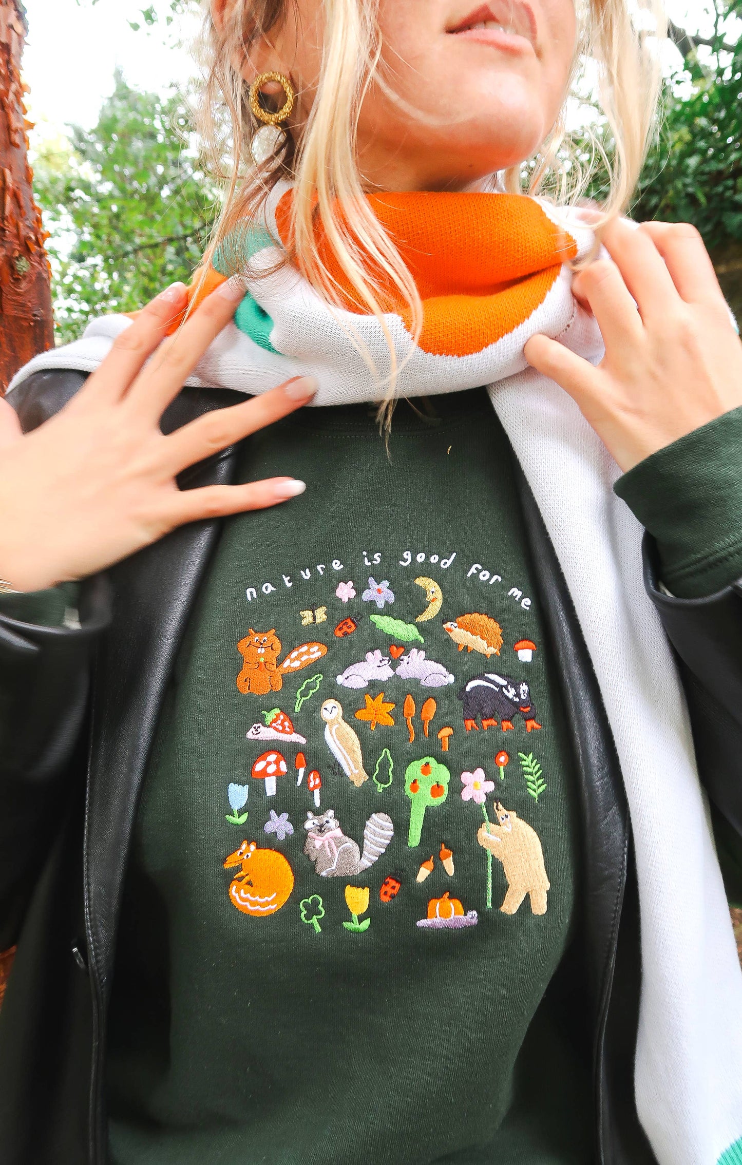 Nature Is Good For Me Embroidered Sweatshirt by Limpet Store