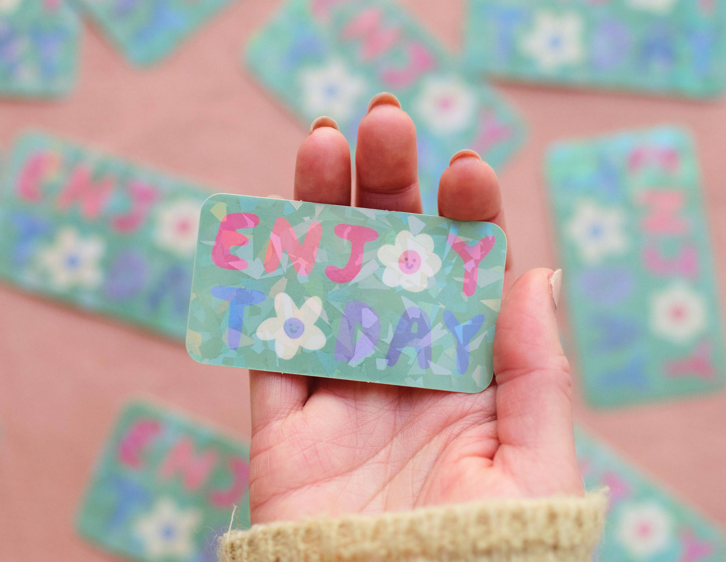 Enjoy Today Holographic Vinyl Sticker