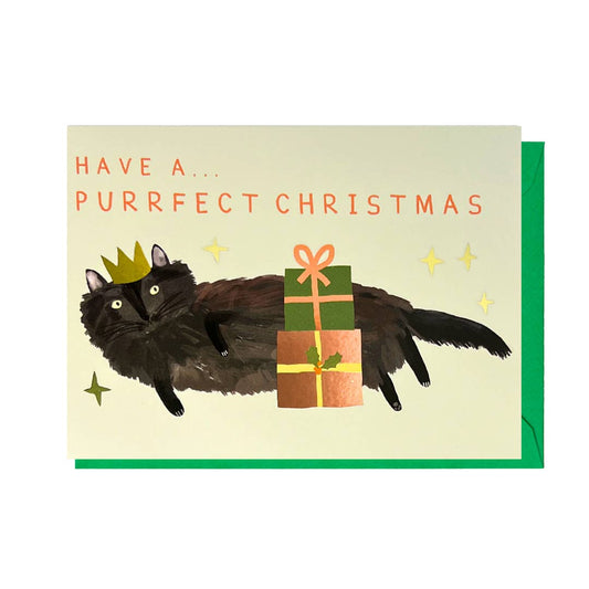 PURRFECT CHRISTMAS - FOIL, GREEN ENVELOPE Card