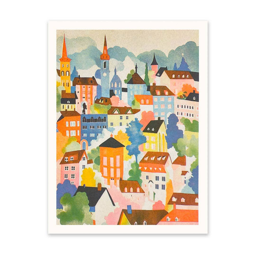 Vilage and Swiss Mountains Art Print (11207)