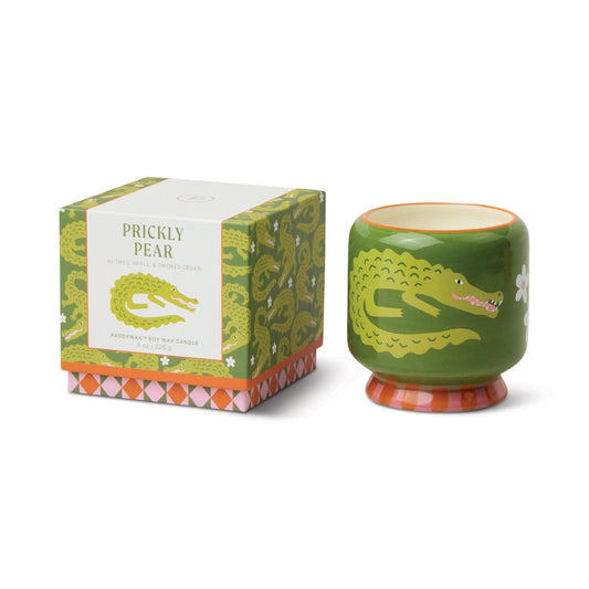 A Dopo Crocodile Ceramic Candle - Prickly Pear