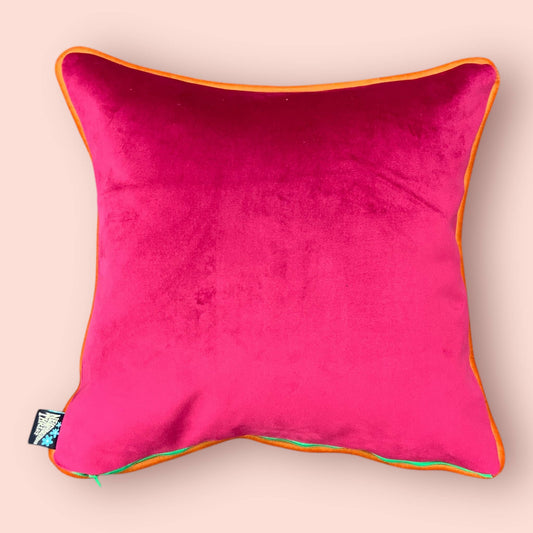 Seahorse Cushion Cover - Orange/Teal