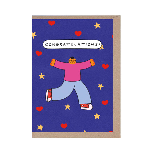 Congratulations Person Jumping Greeting Card
