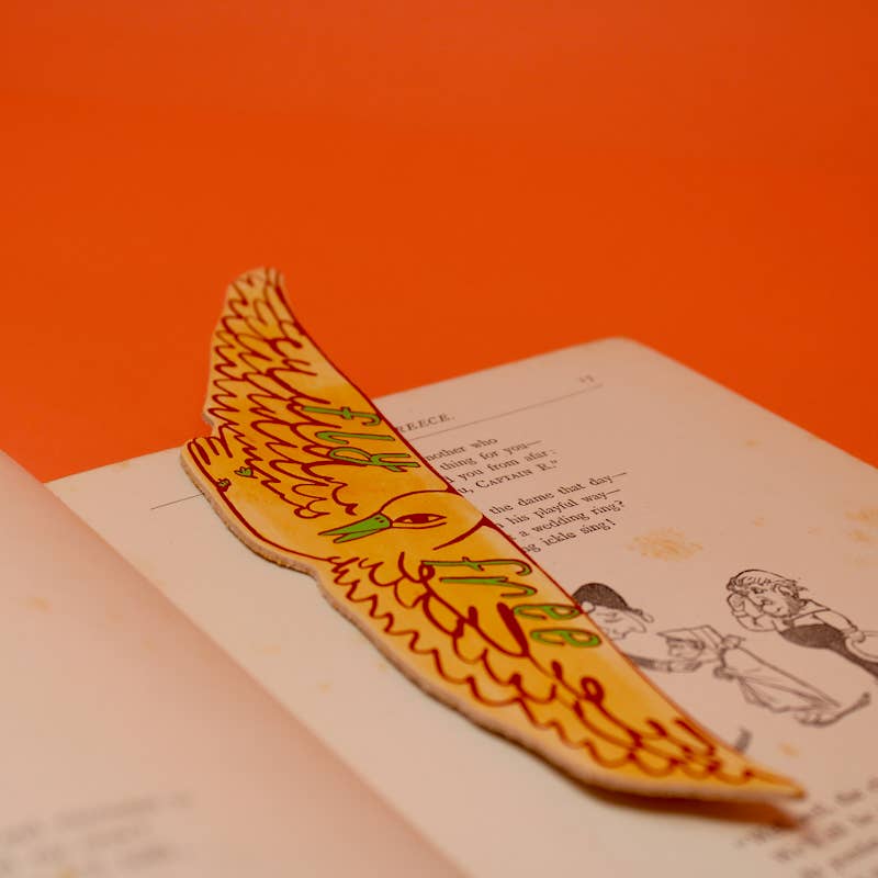 Fly Free Hand Painted Leather Bookmark