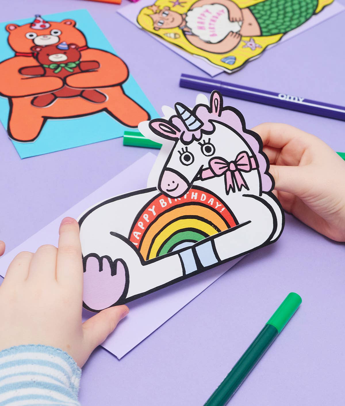 Unicorn With Mini Card / Greeting Card