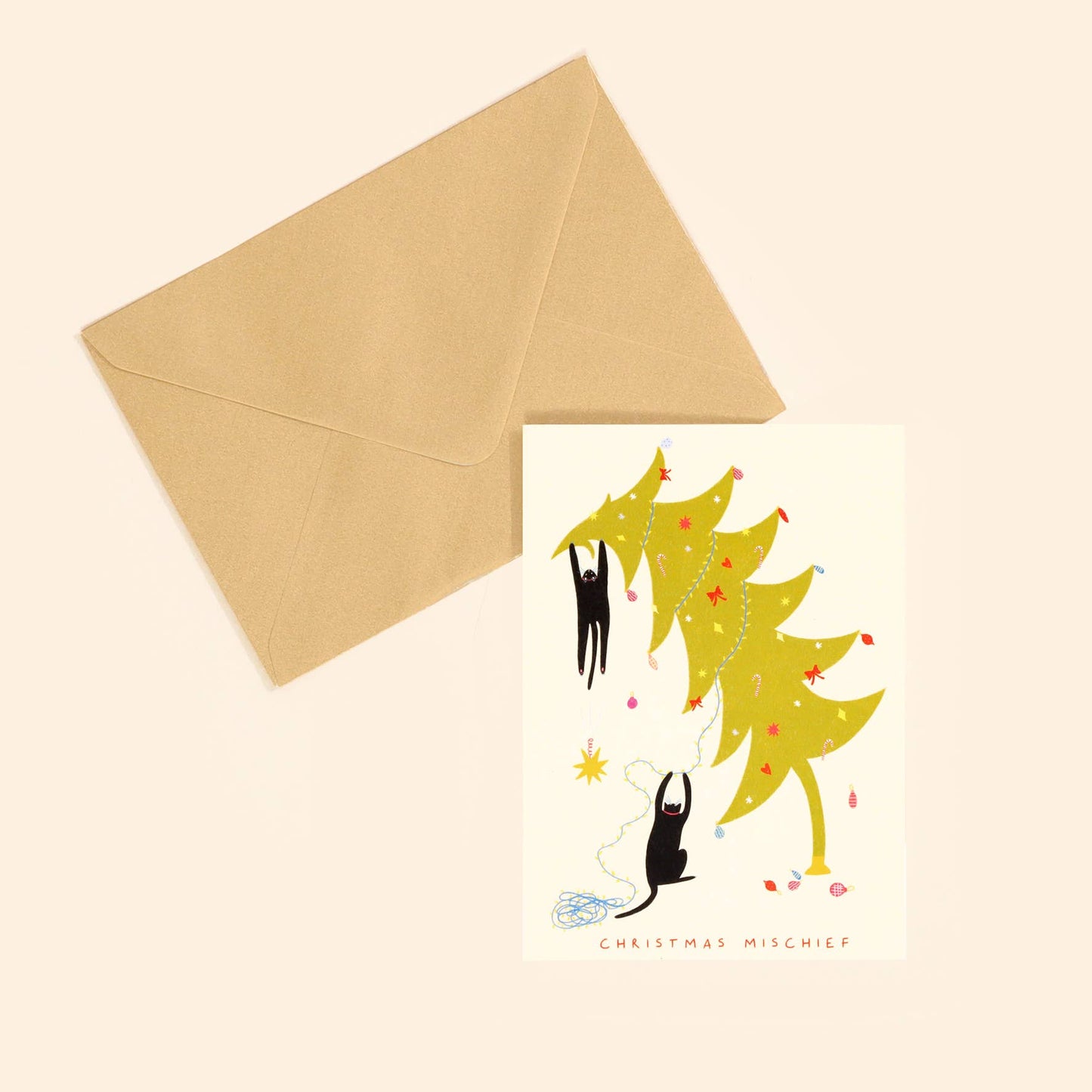 Mischief Christmas Card | Funny | Cat Card | Christmas Tree