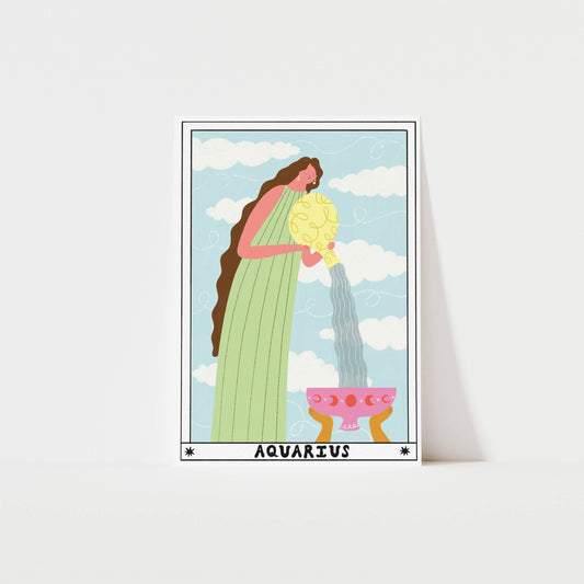 Tarot Aquarius Art Print | Horoscope Print | Celestial Art