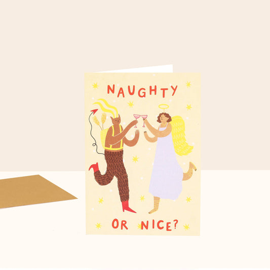 Naughty or Nice Christmas Card | Krampus Card | Folky Card