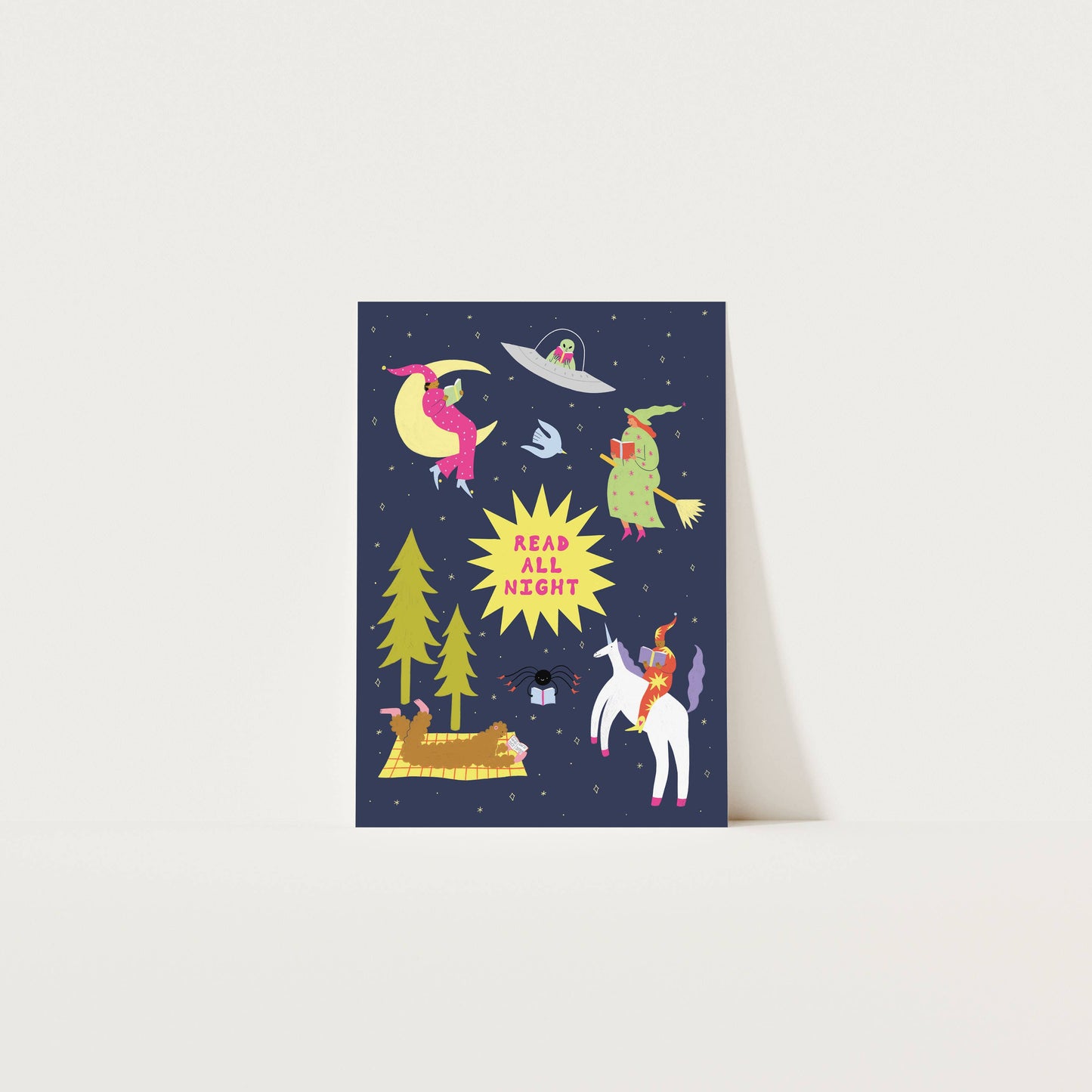 Read All Night Art Print