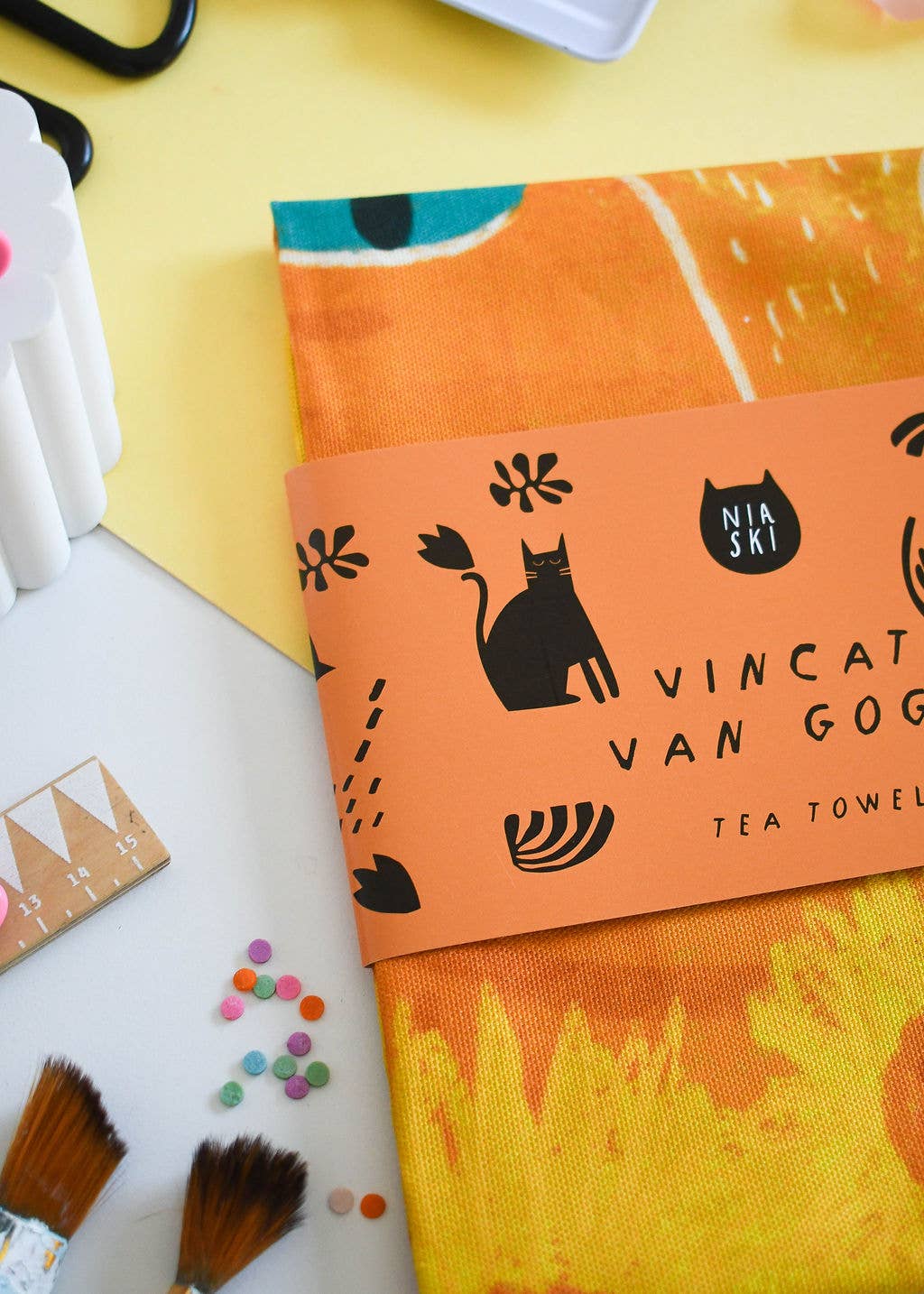 Vincat van Gogh Cat Tea Towel 