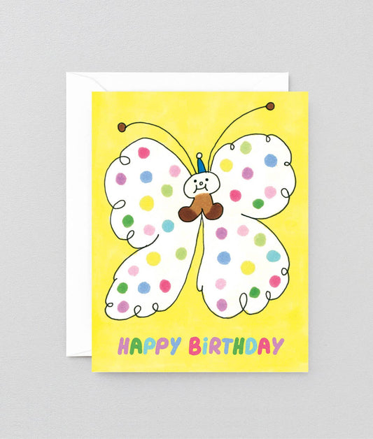 Happy Birthday Spotty Butterfly Greeting Card