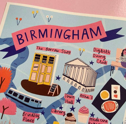 Birmingham Illustrated Map Print