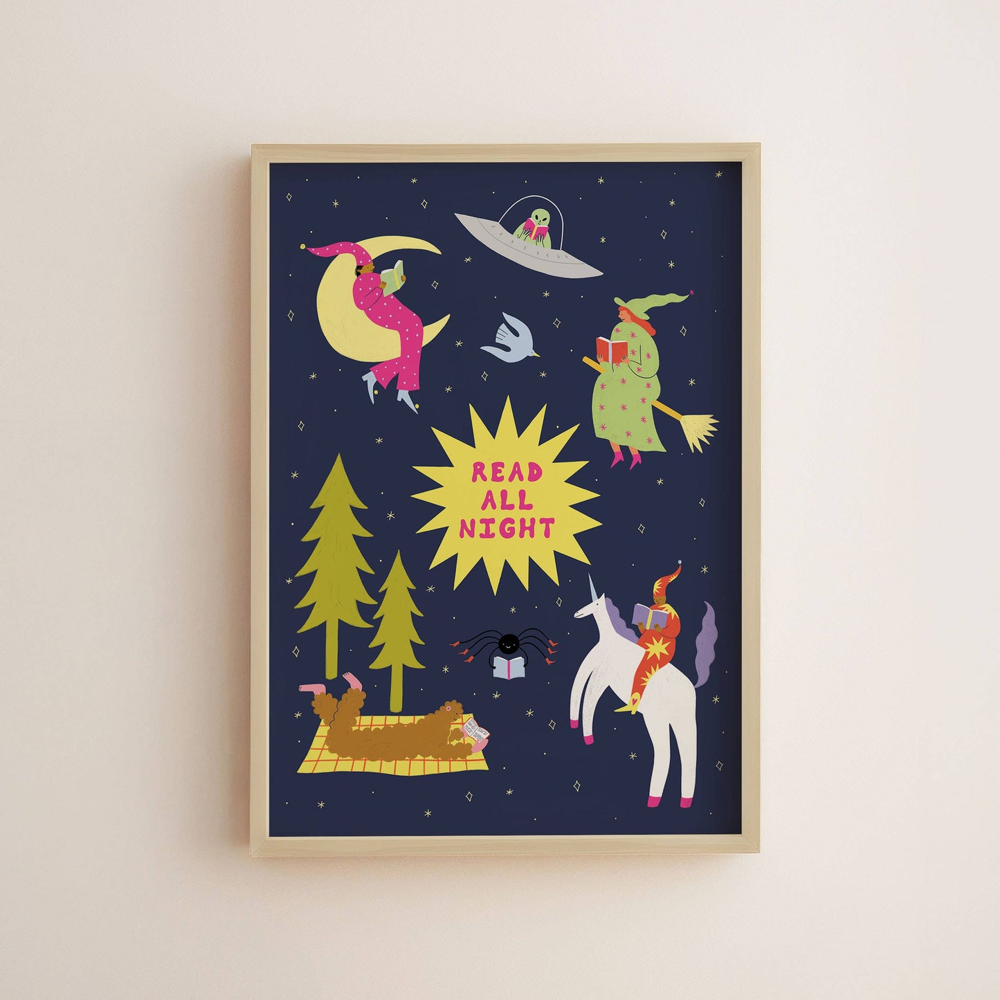 Read All Night Art Print