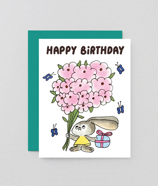 Happy Birthday Rabbit Greeting Card