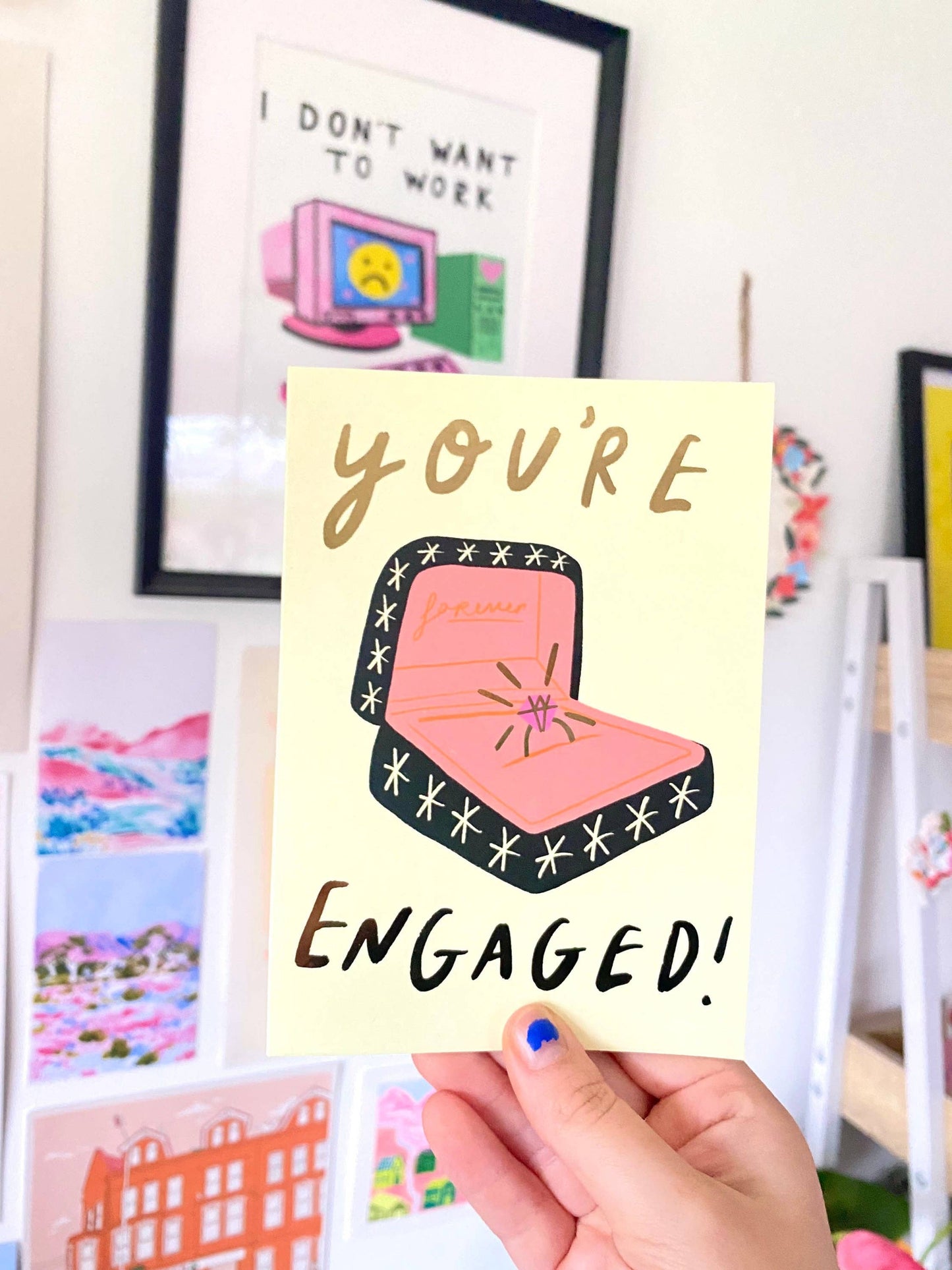 You're Engaged Congratulations Couple Gold Greetings Card 