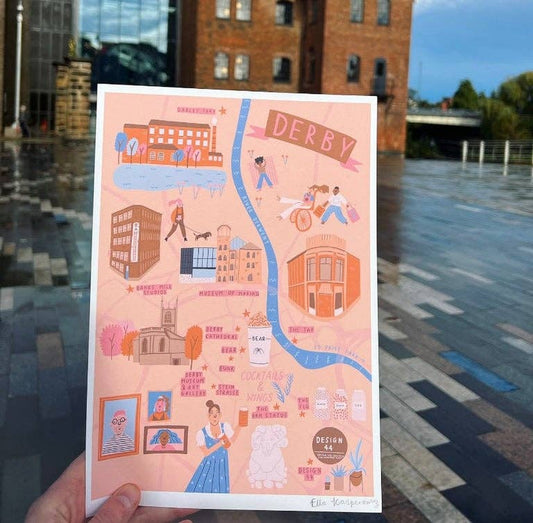 Derby Illustrated Map Print