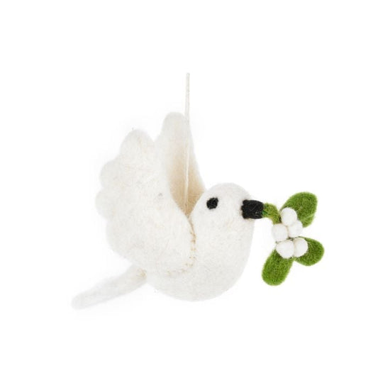 Felt Mistletoe Dove Christmas Decoration