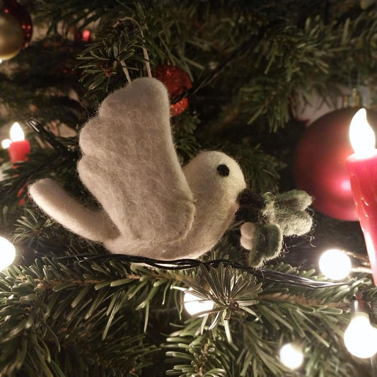 Felt Mistletoe Dove Christmas Decoration