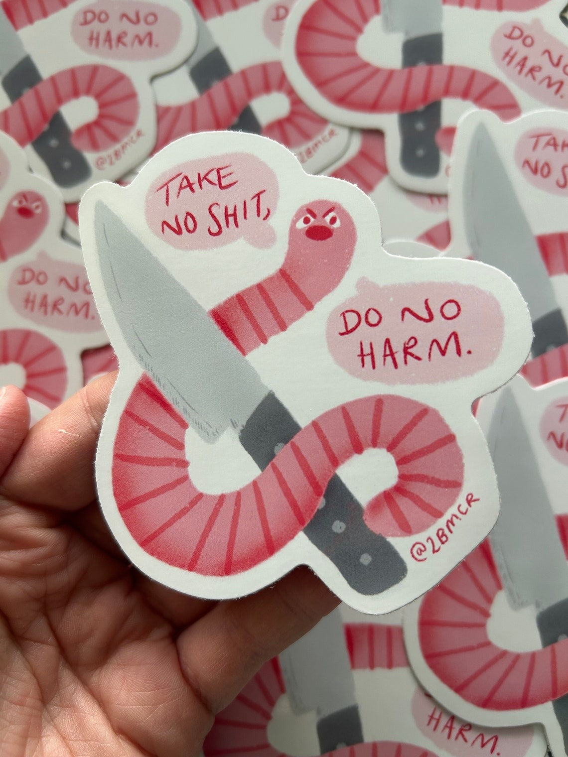 Do Not Harm Worm - Vinyl Sticker by 2Bmcr