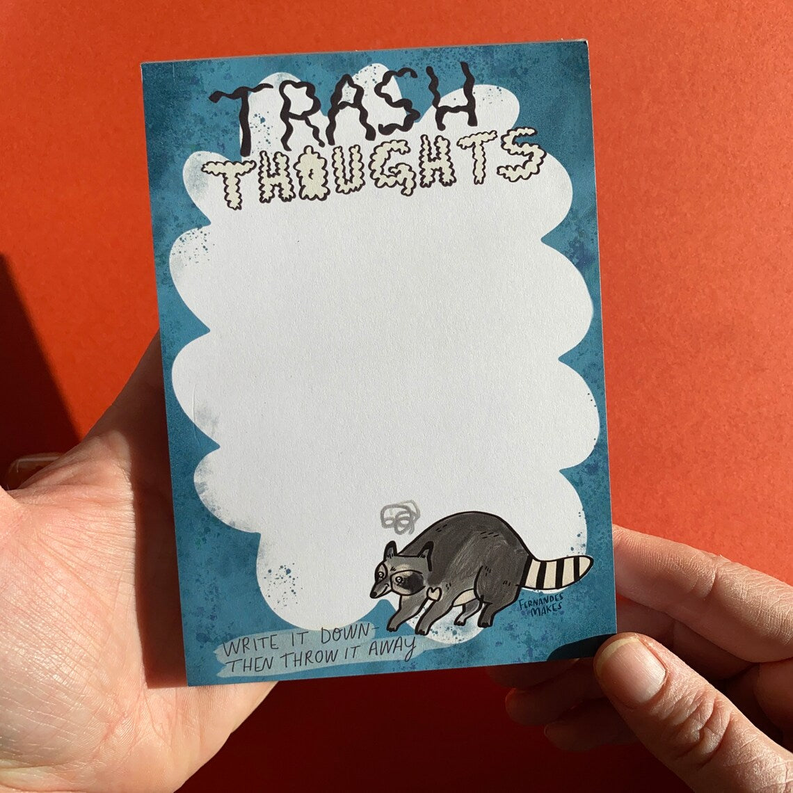 Trash Thoughts Raccoon Notepad by Fernandes Makes