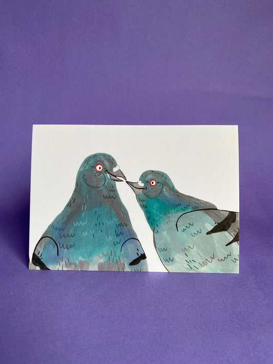 Pigeons In Love Greeting Card