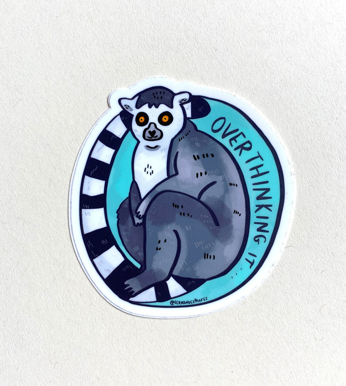 Overthinking it Lemur Vinyl Sticker by Fernandes Makes