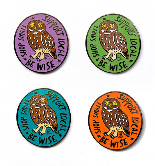 Wise Owl Supporting Small Businesses Enamel Pin