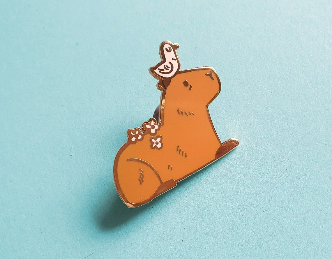 Capybara & Duck Enamel Pin by Ruth Hammond