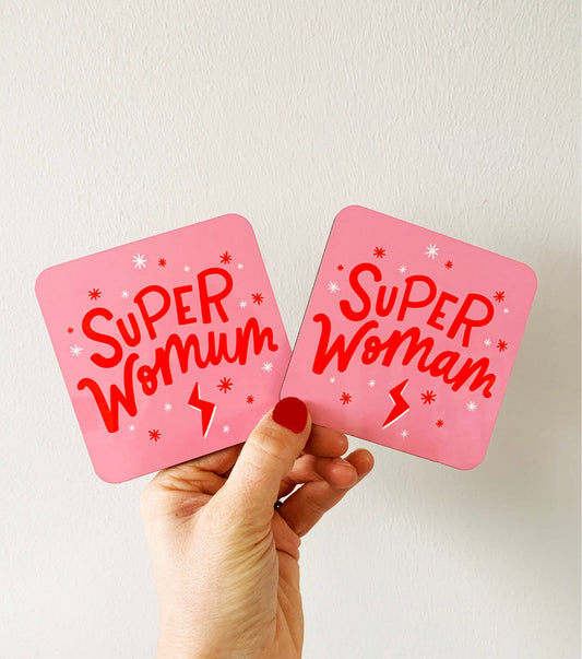 Super WoMUM / WoMAM Coaster by Dotty Black